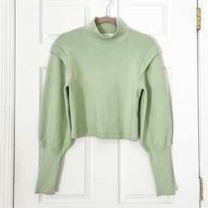 Jonathan Simkhai Standard Max Sweater | Heavy Rib Puff Sleeve Pullover | Small